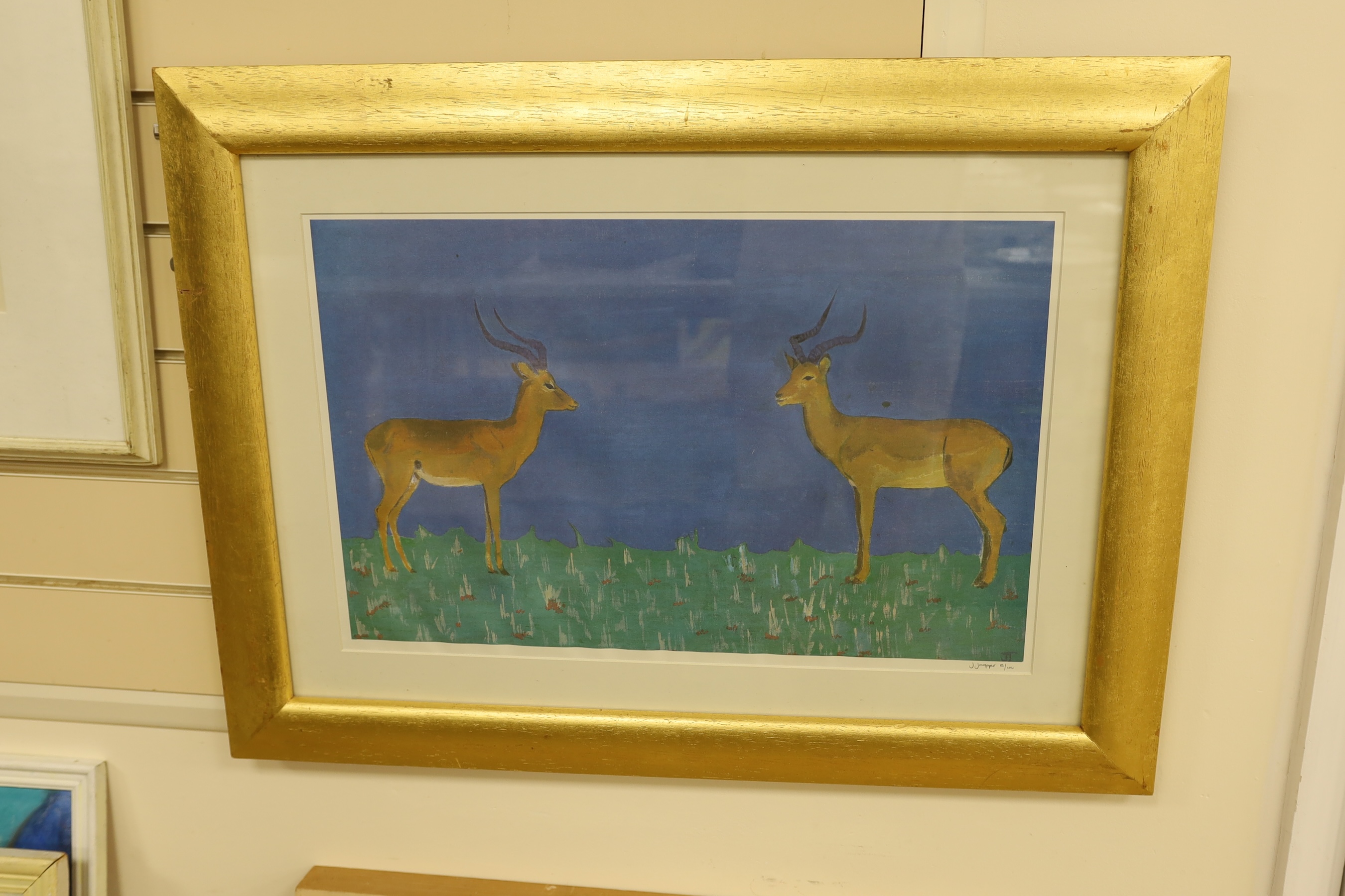 Jade Jagger (b.1971), limited edition print, Two antelopes, signed in pencil, 15/100, 35 x 55cm